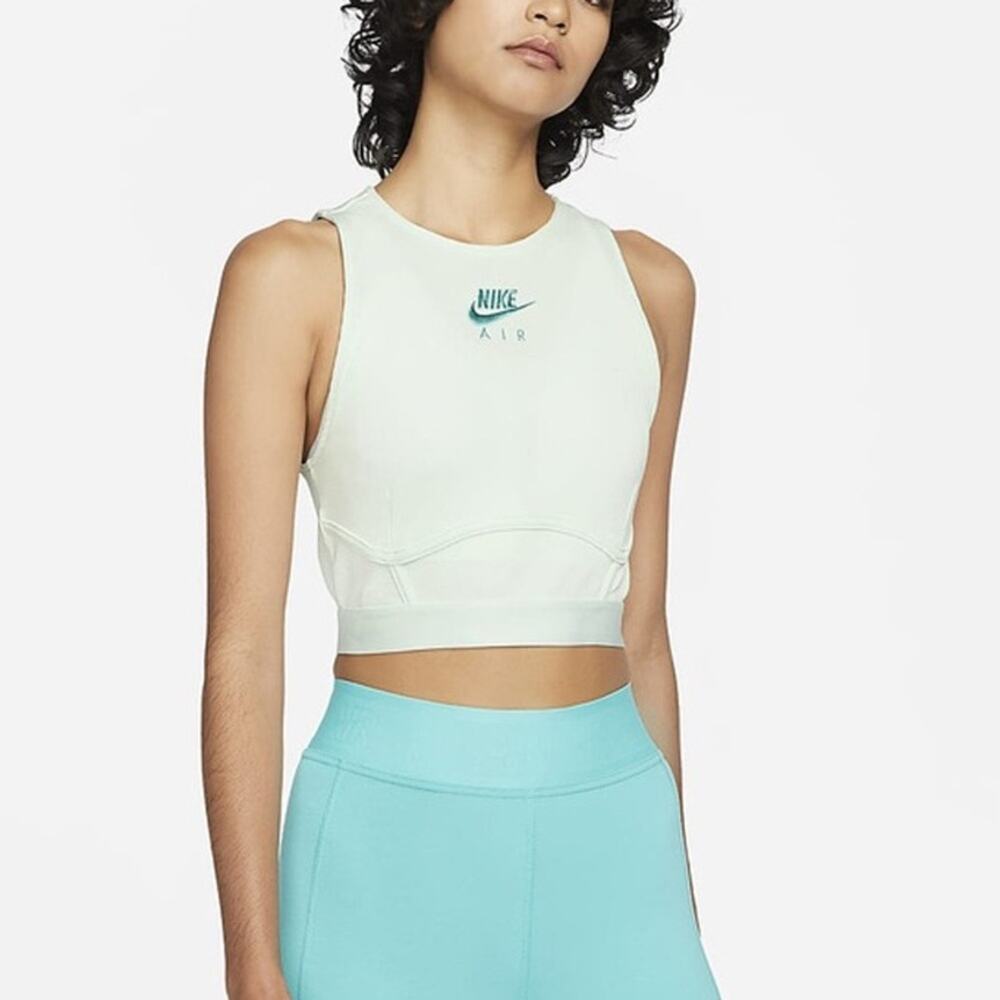 Nike Air Barely Green Washed Teal Ribbed Cropped Tank Top Women’s XXL - Picture 12 of 12
